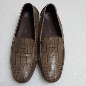 COLE HAAN womens croc print leather loafer.